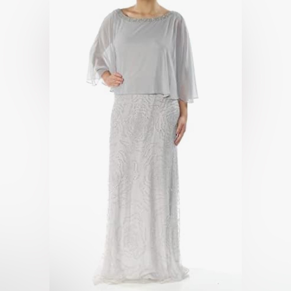 J Kara Women's Size 12 Long Pop Over Dress with Beaded Bottom